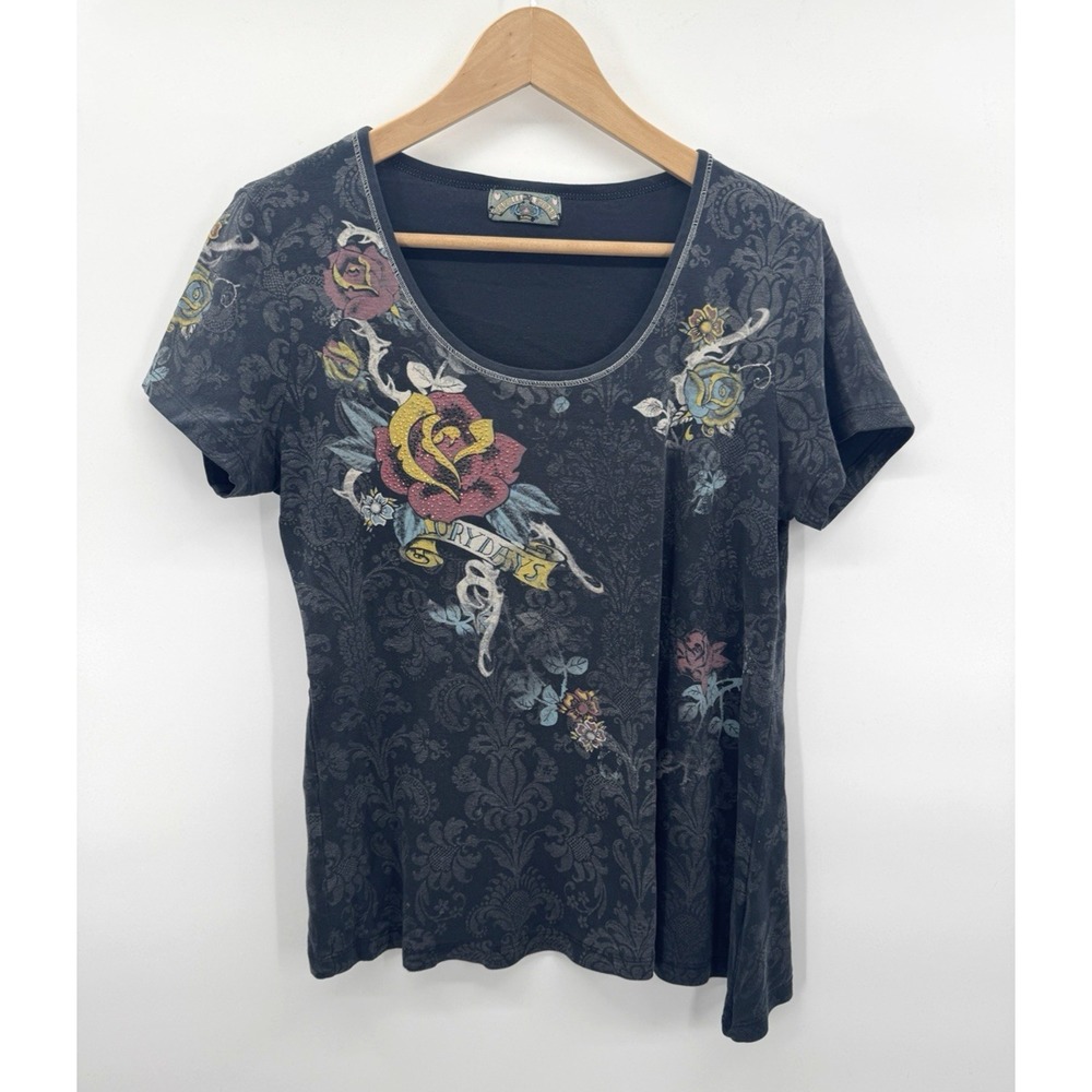 VTG Y2K Vanilla Sugar Women XL Top Tattoo Rose Glory days Tee Shirt Indie Grunge